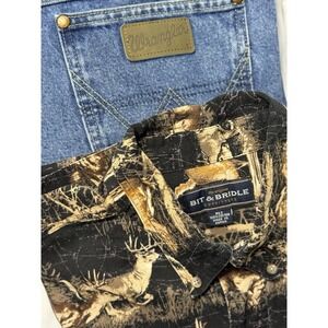 Bit & Bridle SZ XLT Deer Western Shirt Wrangler‎ George Straight Jeans Sz 42x34